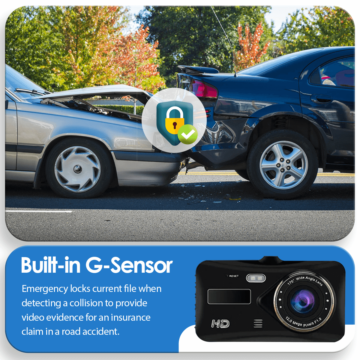 Dashcam Pro - Motion Detection, Easy to Install, 4.0" LCD, 170° Wide Angle, 1080p Resolution
